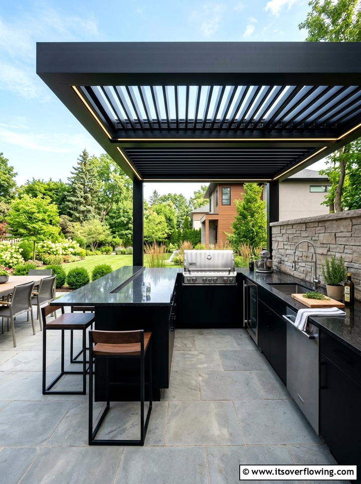 Sleek Outdoor Kitchen - 25 backyard decorating ideas with modern accents