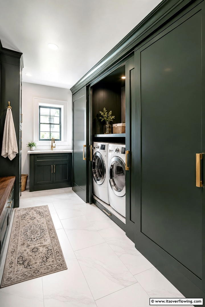 Sleek WasherDryer Cabinets - 30 Mudroom Laundry Room Combo Ideas for Efficient Spaces