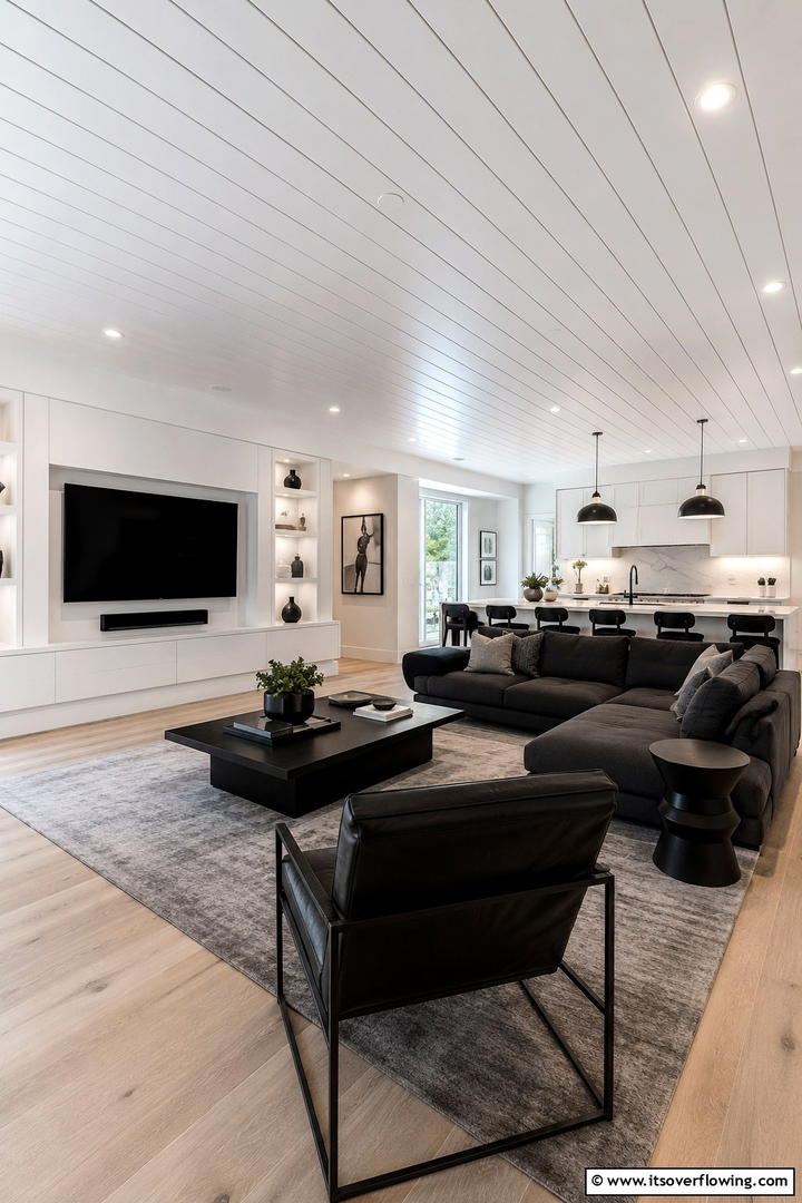 Sleek and Streamlined - 30 Shiplap Ceiling Ideas to Add Farmhouse Charm Anywhere