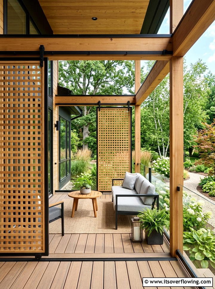 Sliding Lattice Privacy Panels - 25 front porch ideas with lattice panels