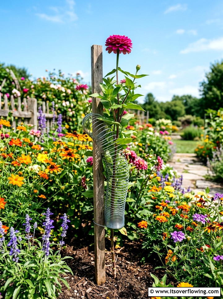 Slinky plant support - 25 recycled garden ideas with old toys