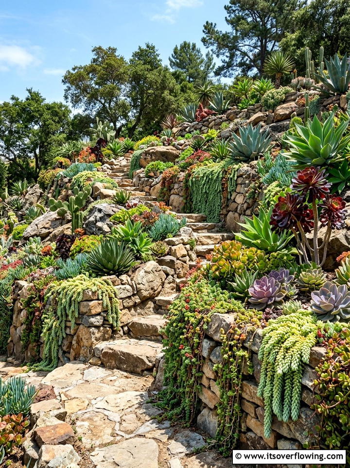 Slope succulent garden - 25 garden design ideas with succulent beds