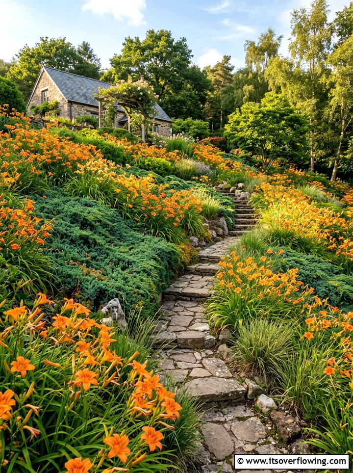 Sloped Garden - 25 cheap garden ideas with perennials