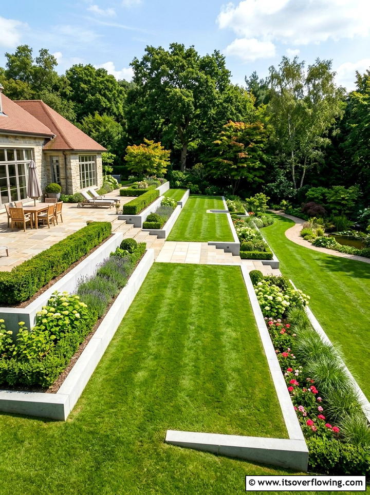 Sloped Lawn Terrace - 25 garden ideas for uneven ground