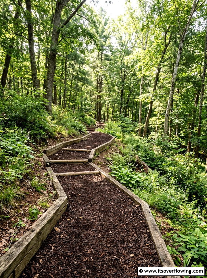 Sloped Path With Mulch - 25 backyard ideas for sloped yards