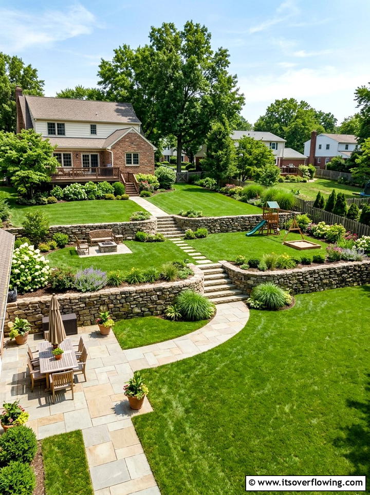 Sloped backyard leveling - 25 garden design ideas with retaining walls