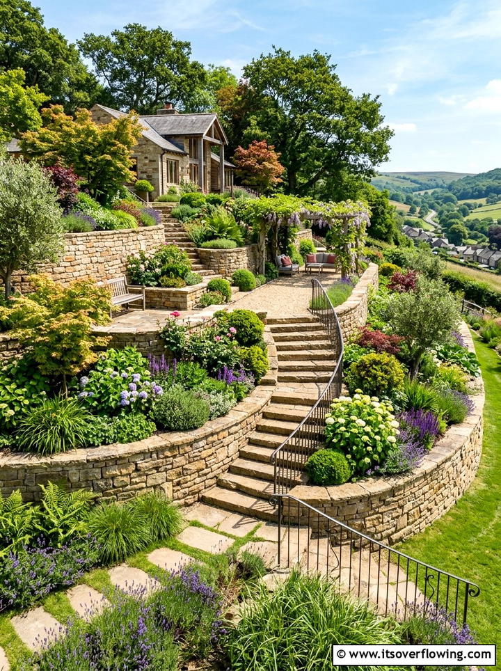 Sloped landscape - 25 garden design ideas for projects