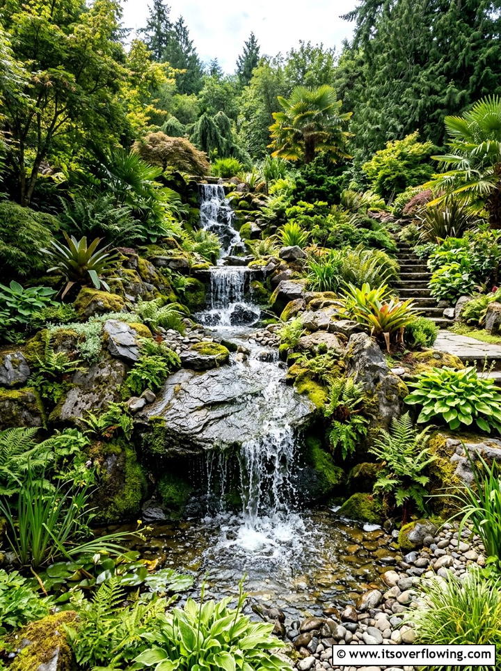 Sloping Rockery Waterfall - 25 garden ideas for uneven ground