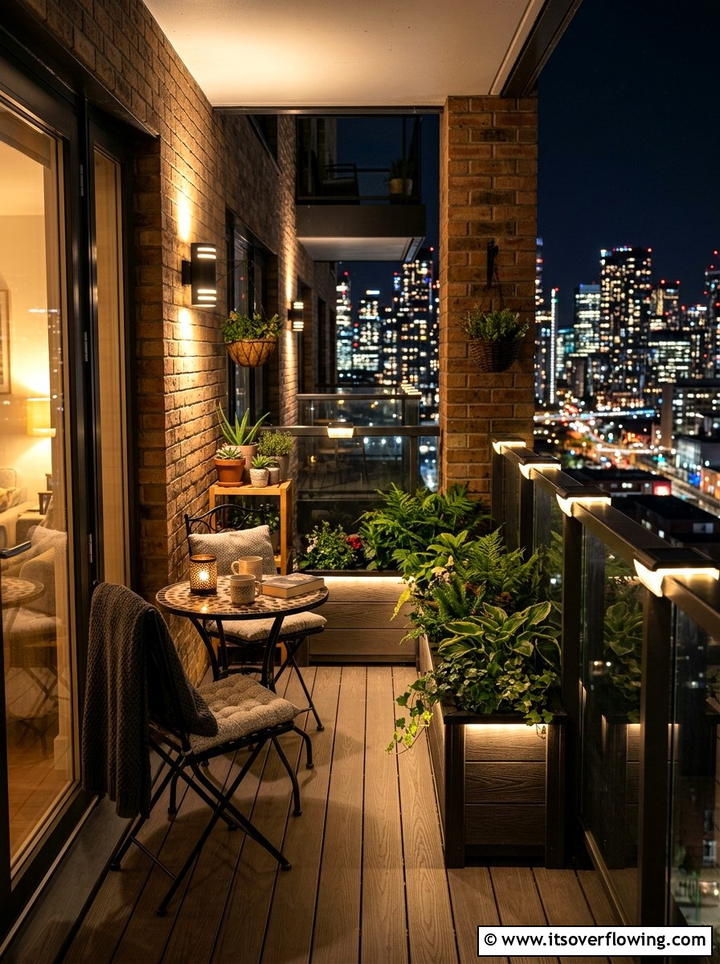 Small Apartment Balcony - 25 front porch ideas with layered lighting