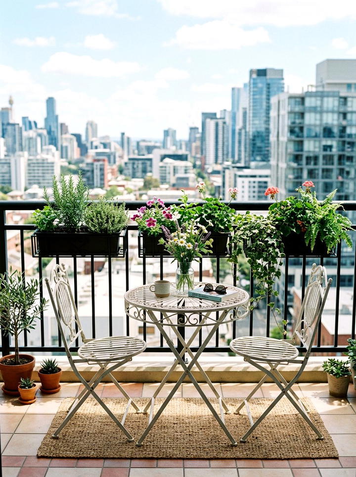 Small Balcony Bistro Set - 25 backyard decorating ideas with centerpiece tables
