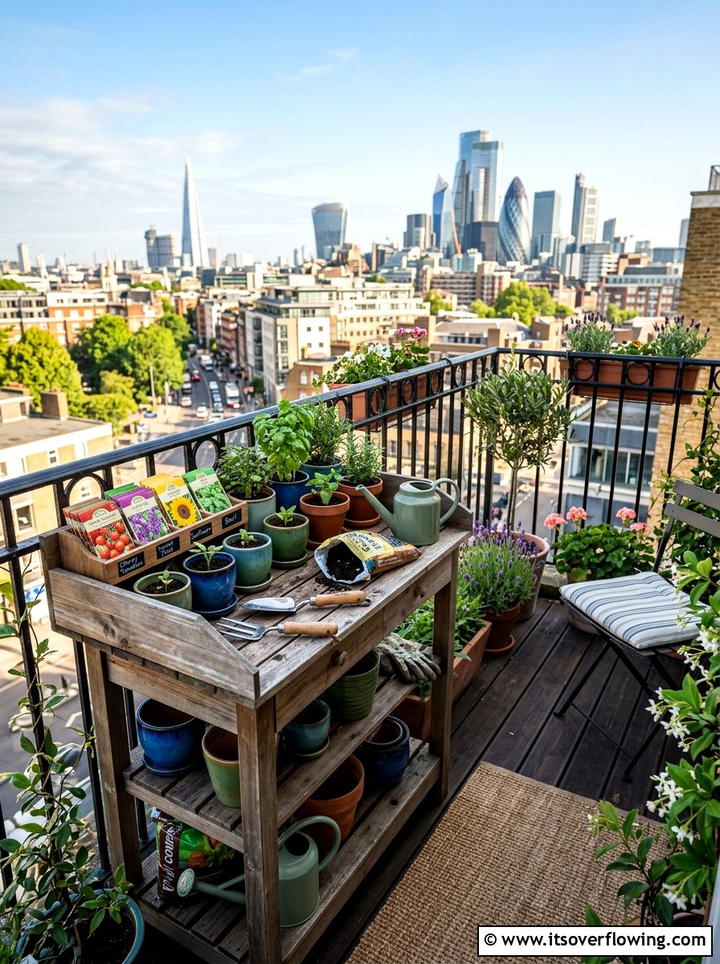 Small Balcony Potting Table - 25 backyard ideas with potting station