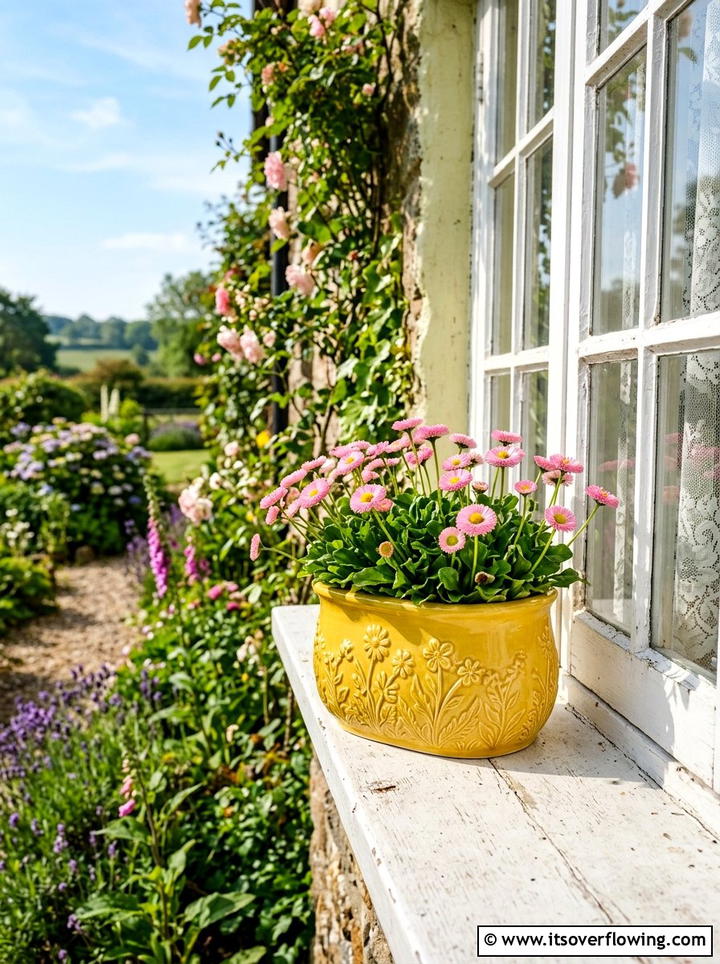 Small Ceramic Window Sill Planter - 25 garden decor ideas with ceramic planters