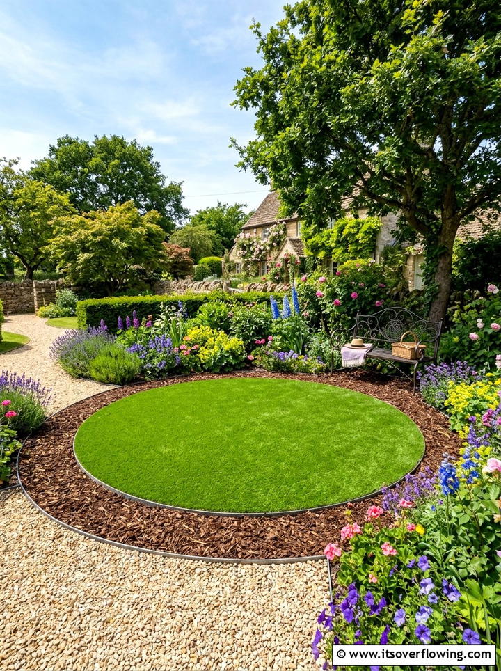 Small Circular Lawn - 25 small garden ideas with artificial turf