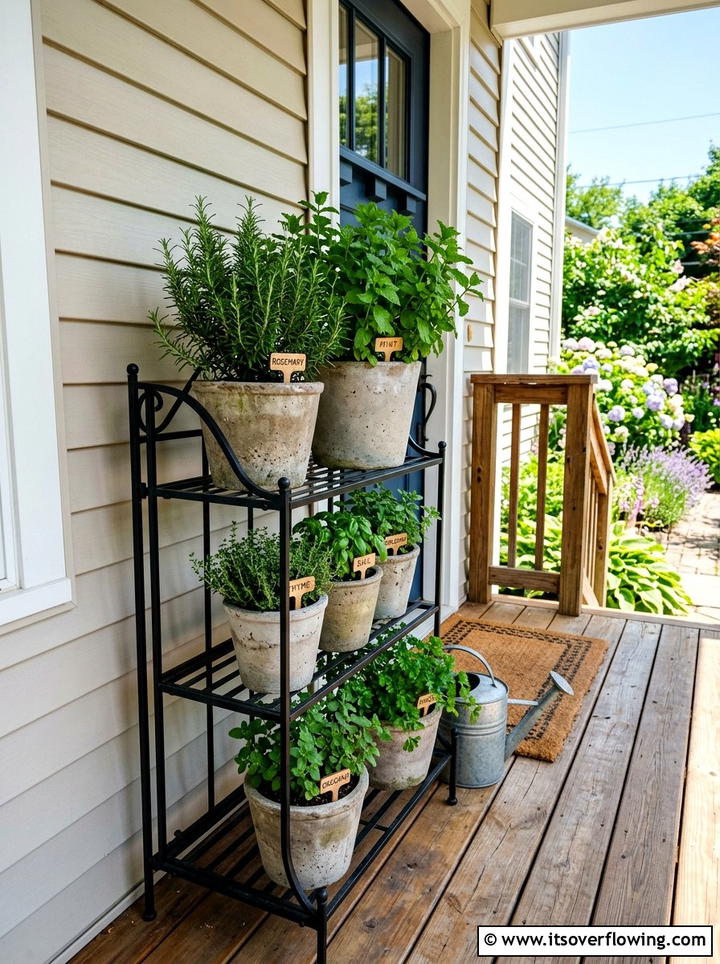 Small Concrete Herb Pots - 25 front porch ideas with concrete planters