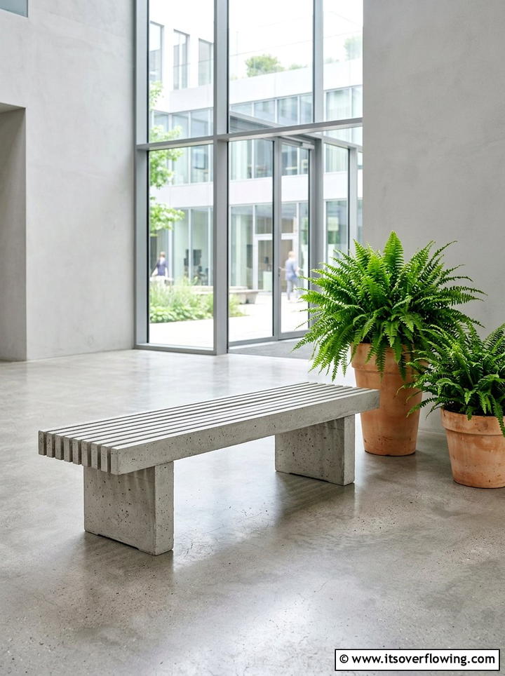 Small Concrete Slat Bench - 25 front porch ideas with bench seating