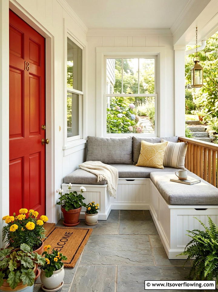 Small Corner Storage Bench - 25 front porch ideas with storage bench