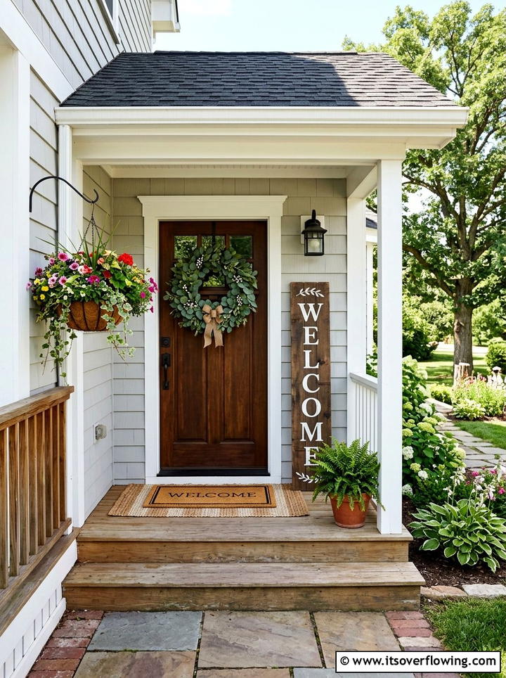Small Front Porch - 25 front porch decor ideas with eucalyptus wreath