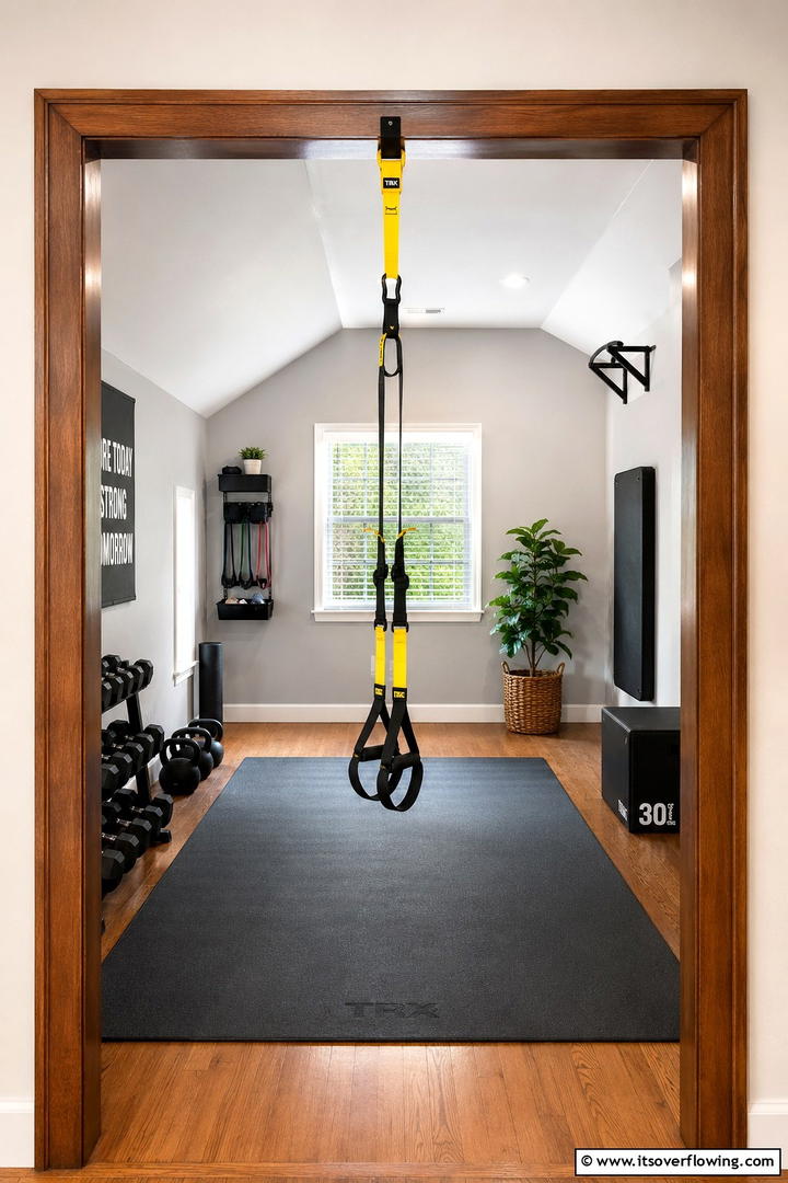 Small Home Gym with TRX - 30 Small Home Gym Ideas for Compact Fitness Spaces