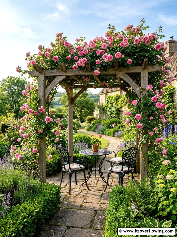 Small Patio Pergola With Climbing Roses - 25 garden design ideas with pergola and vines