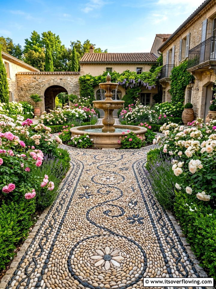 Small Pebble Mosaic Path - 25 reusing old things ideas for garden pathways