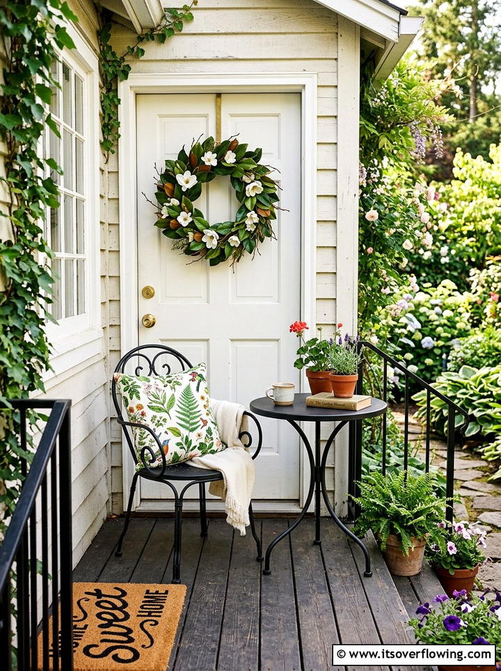 Small Porch Seating Area - 25 front porch decor ideas with magnolia wreath