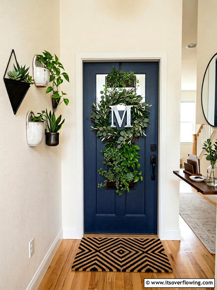 Small Space Front Entry - 25 front porch decor ideas with monogram wreath