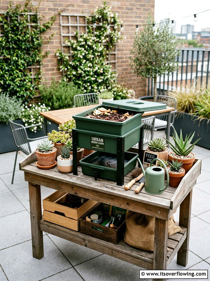 Small Space Worm Farm - 25 backyard ideas with compost station