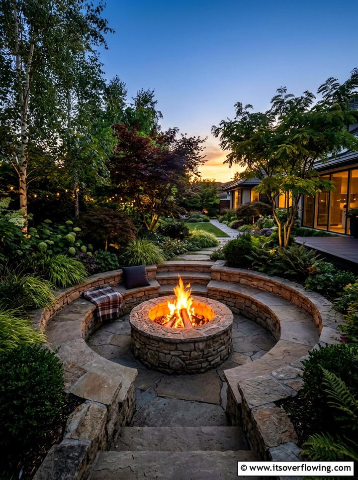 Small Sunken Firepit - 25 garden ideas for narrow yards