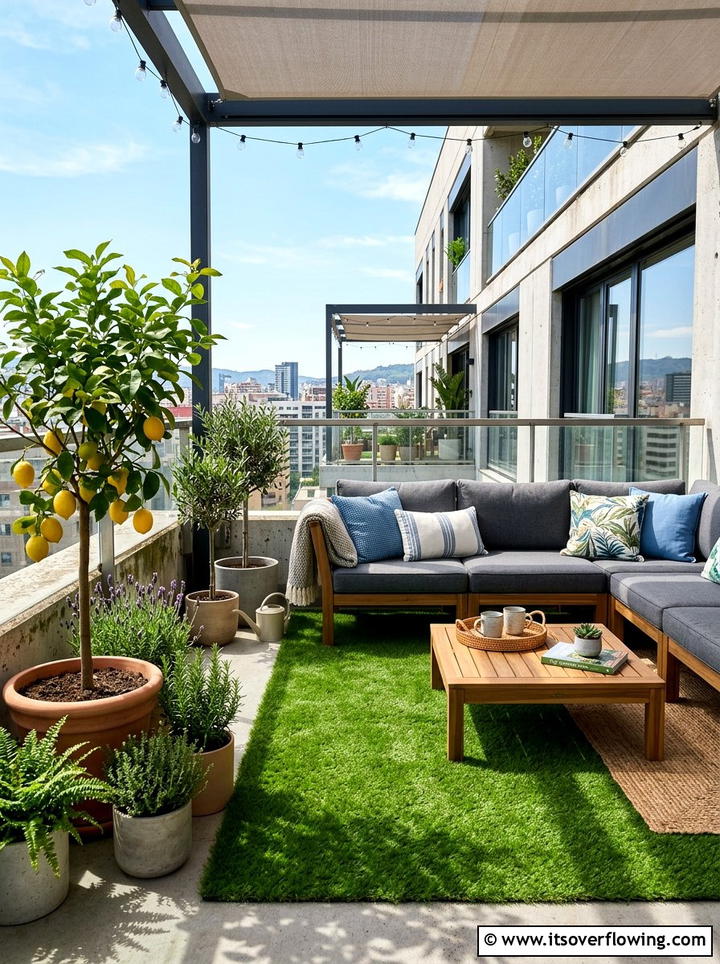 Small Terrace Turf Rug - 25 small garden ideas with artificial turf