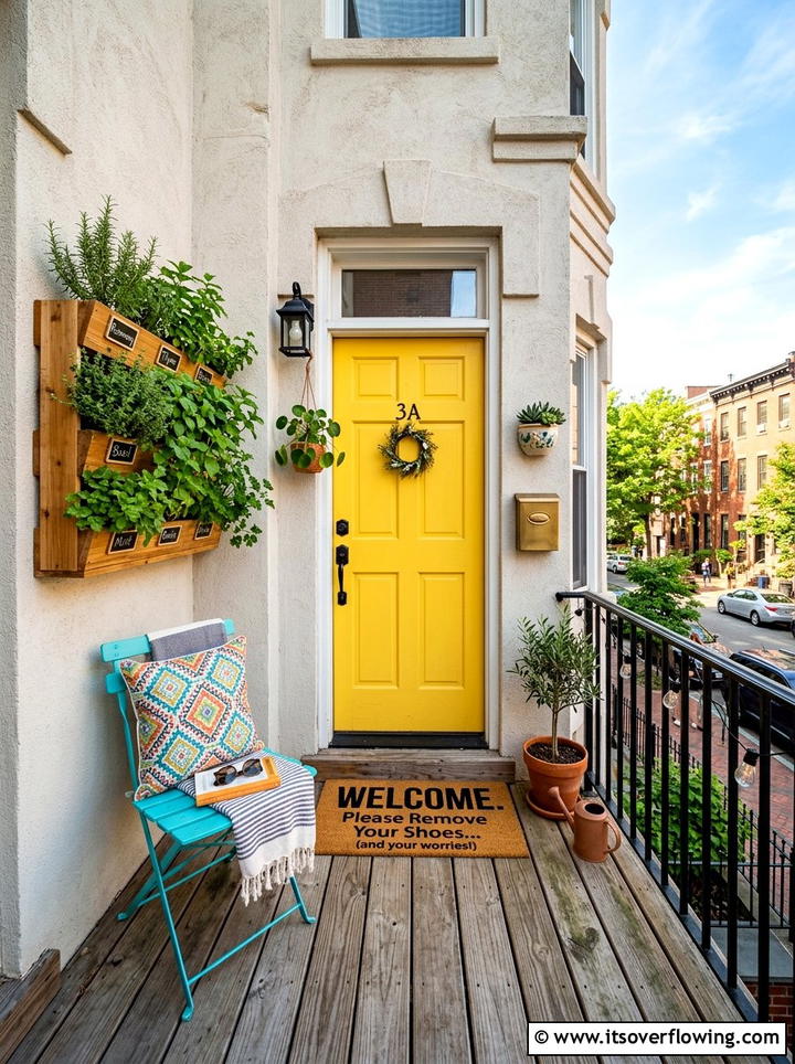 Small apartment porch - 25 front porch ideas with personalized mat