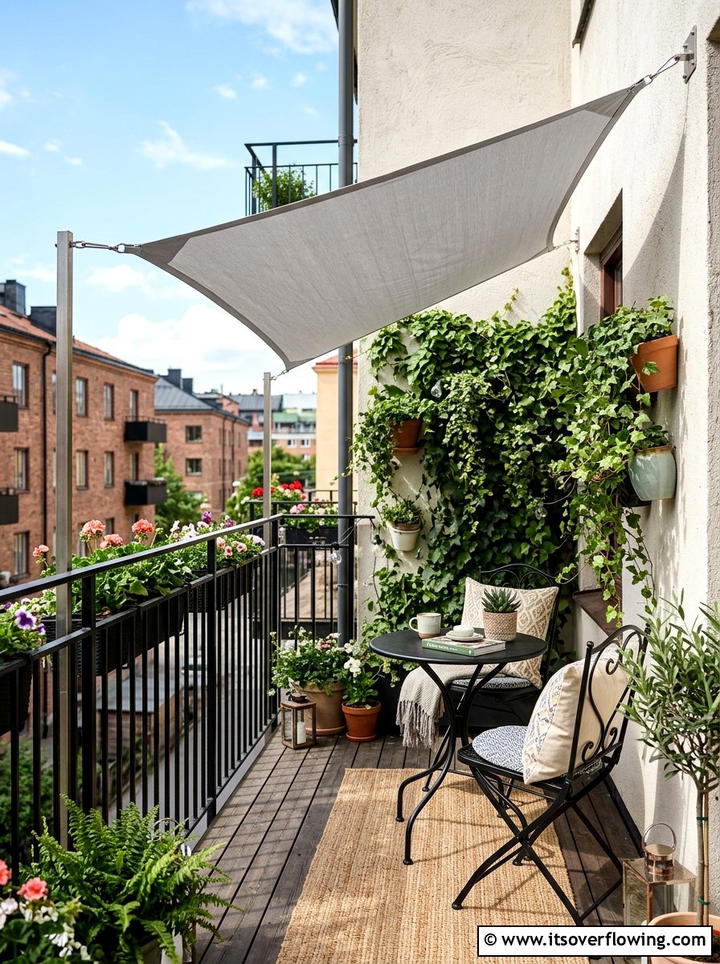 Small balcony shade sail - 25 garden decor ideas with shade sails