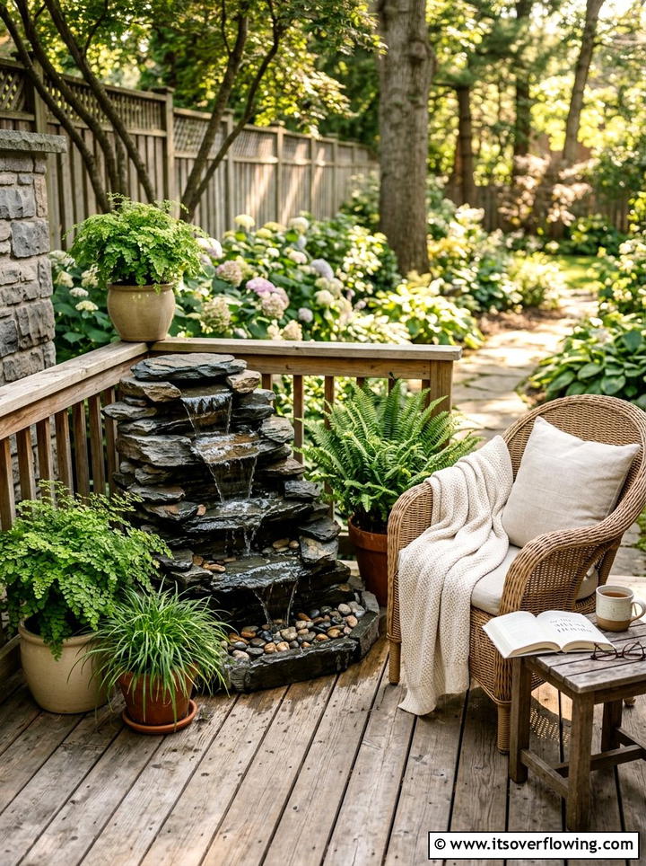 Small deck fountain - 25 garden decor ideas for decks