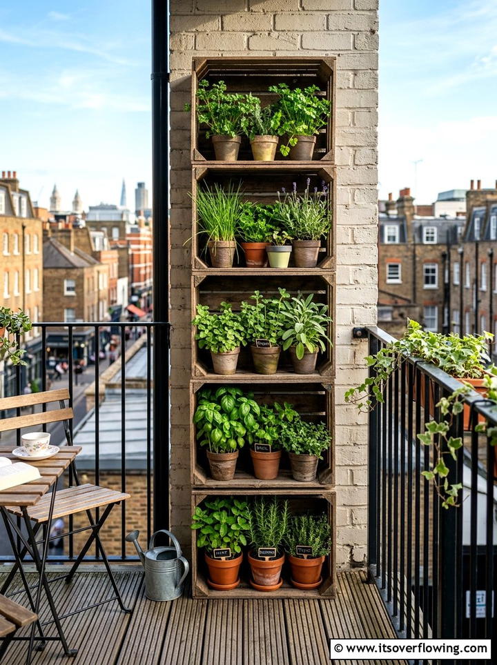 Small space crate garden - 25 backyard ideas with crate planters