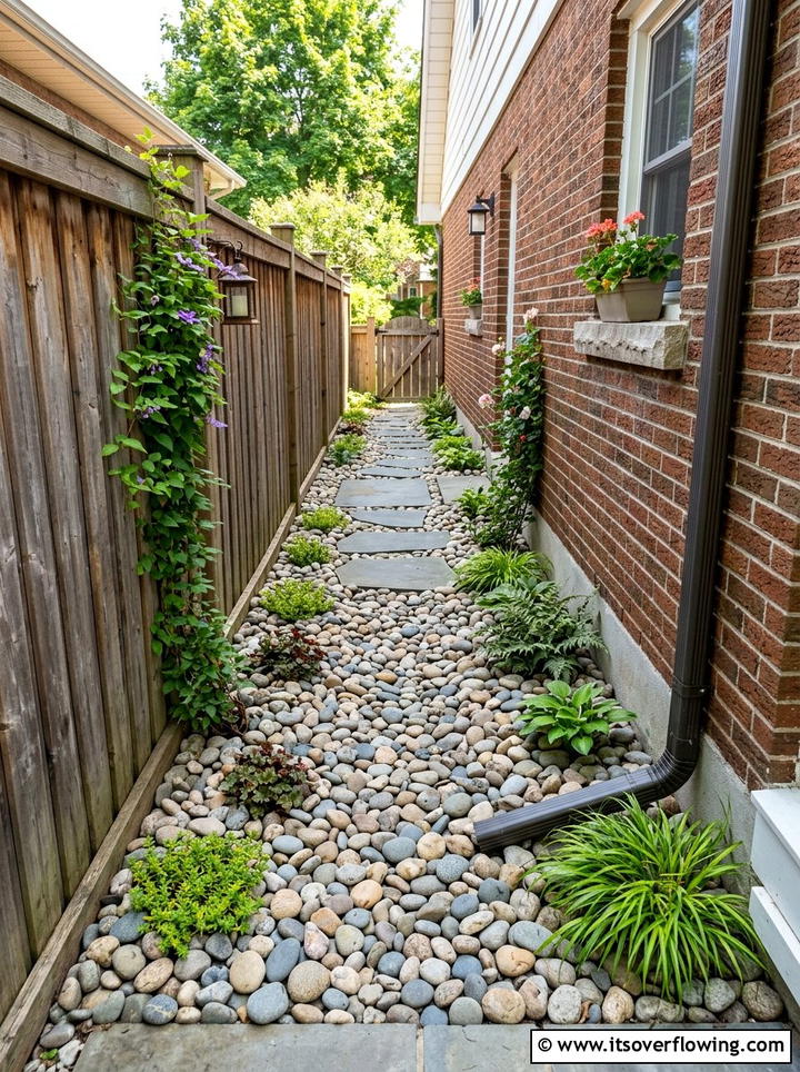 Small space stone drainage - 25 garden design ideas with dry creek beds