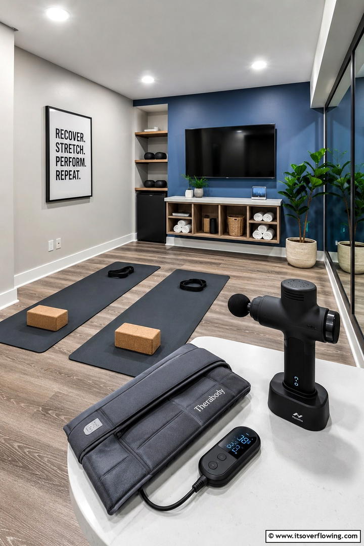 Smart Recovery and Stretching Area - 30 Small Home Gym Ideas for Compact Fitness Spaces