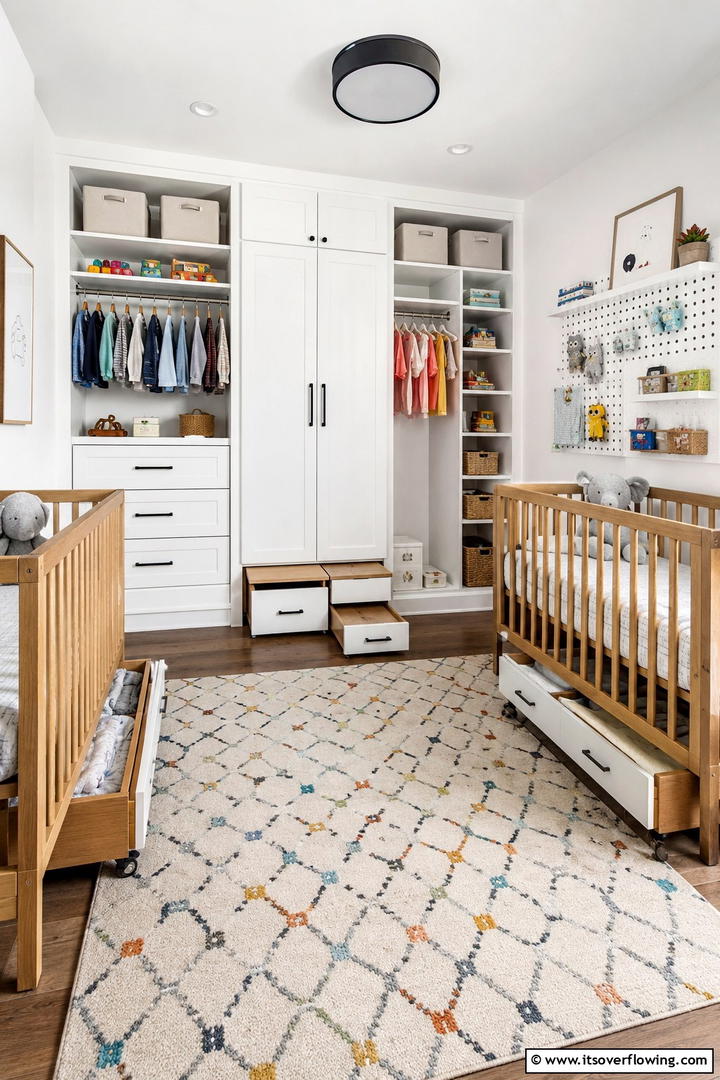 Smart Storage Innovations - 30 Twin Nursery Ideas for Stylish & Functional Baby Spaces