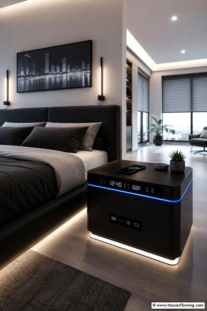 Smart Tech Integrated Nightstand - 30 Nightstand Decor Ideas to Enhance Your Bedroom Style