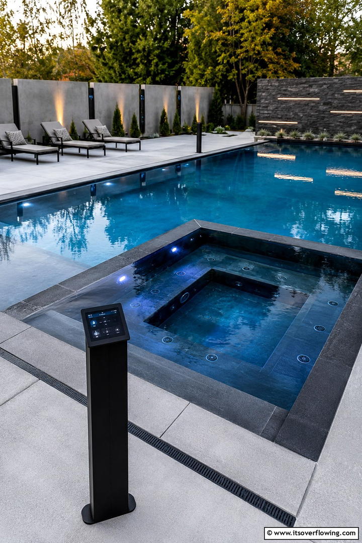 Smart Tech Pool and Hot Tub - 30 Rectangle Pool With Hot Tub Designs for Luxury Backyards