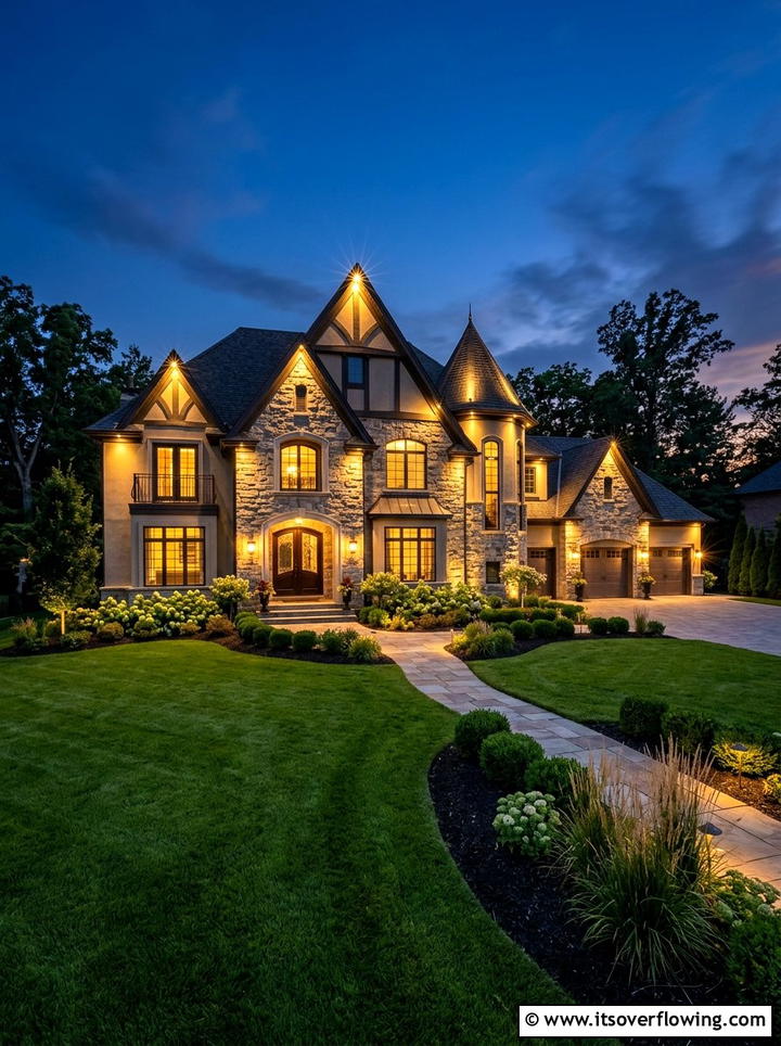 Smart architectural uplighting - 25 front porch ideas with smart lighting