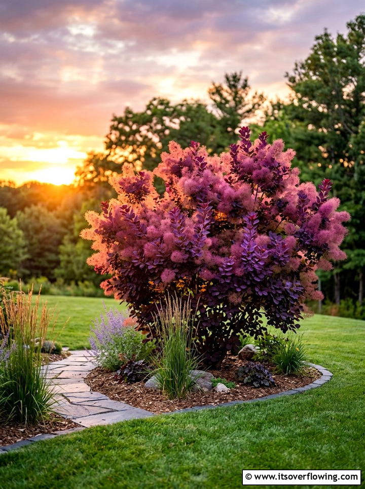 Smoke Bush Specimen - 25 garden design ideas with low maintenance shrubs