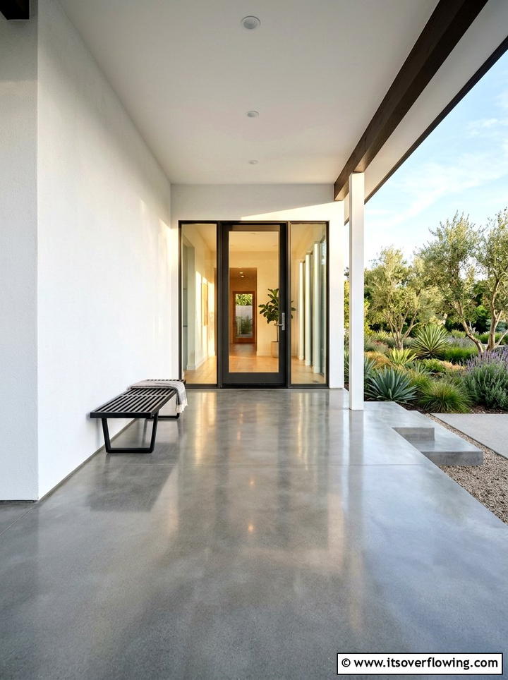 Smooth Concrete Floor - 25 front porch decor ideas with modern minimal look