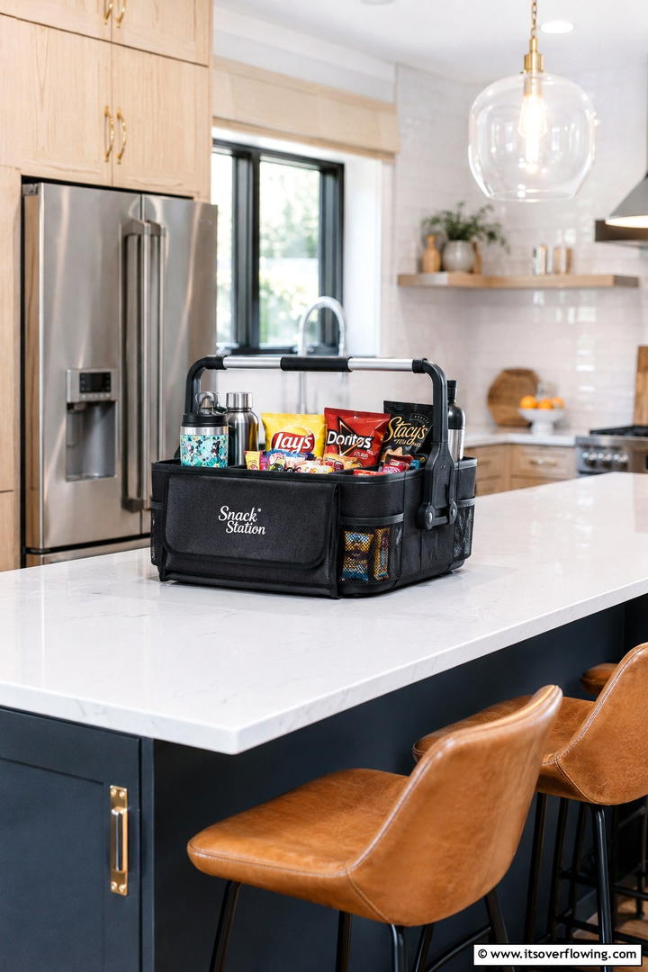 Snack Station Caddies - 30 Snack Storage Ideas for Organized Kitchen Pantries