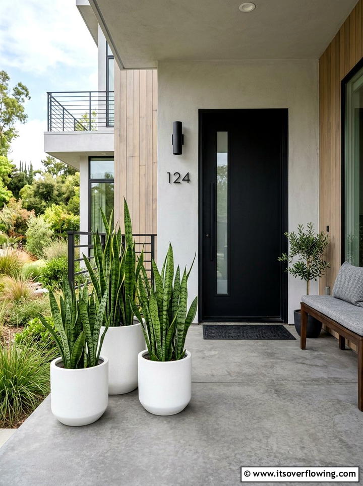 Snake plant - 25 front porch decor ideas with year round greenery