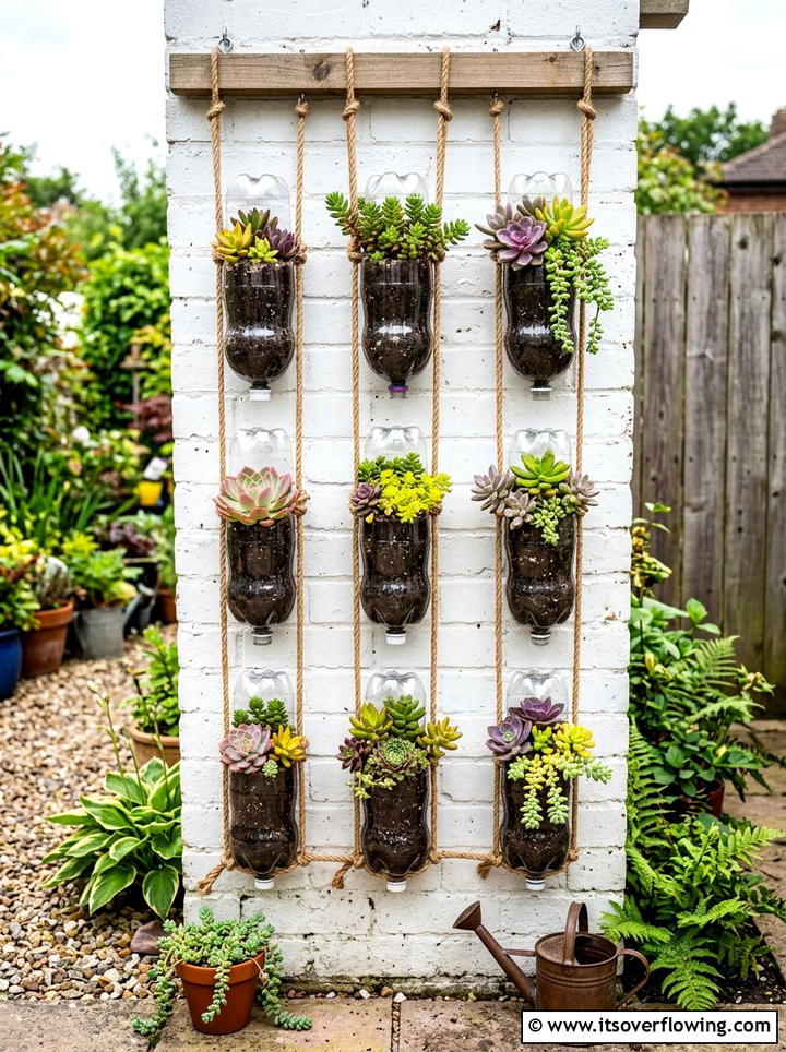 Soda Bottle Planter - 25 cheap garden ideas with vertical gardens