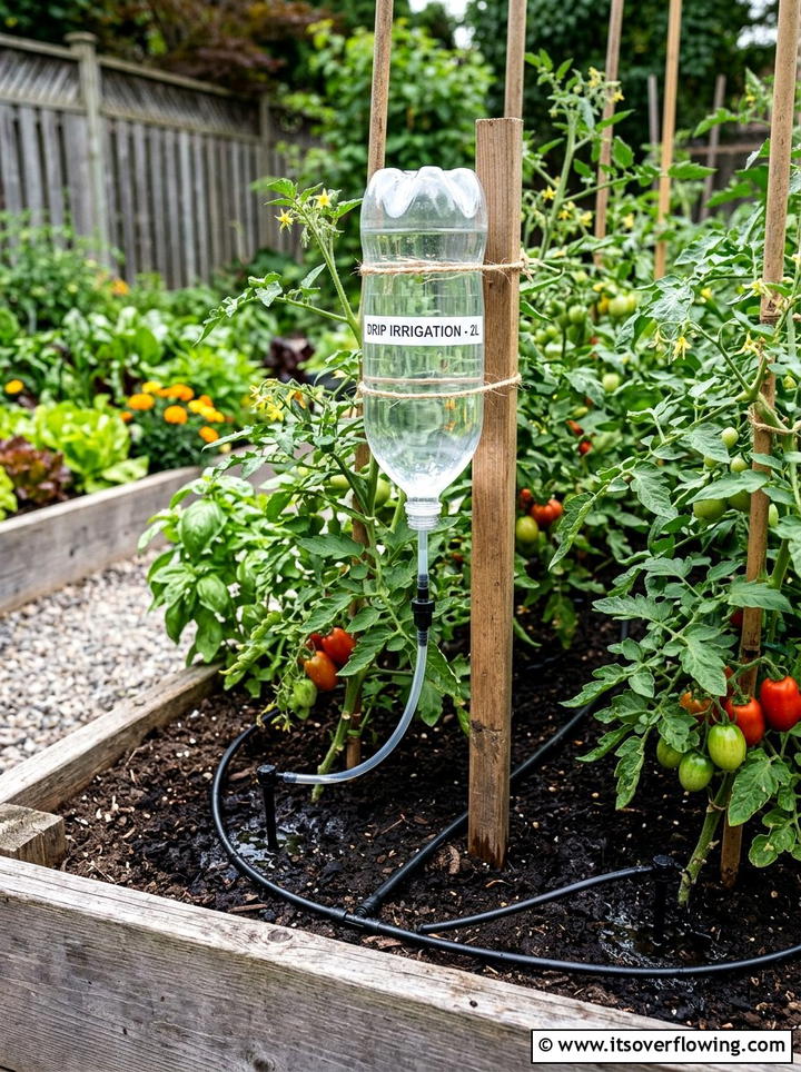 Soda bottle drip irrigation - 25 recycled garden ideas with recycled plastic projects