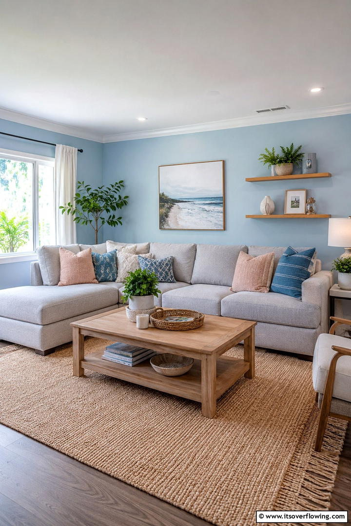 Soft Blue Serenity Living Room - 30 Pastel Colour Home Design Ideas for a Serene Ambiance