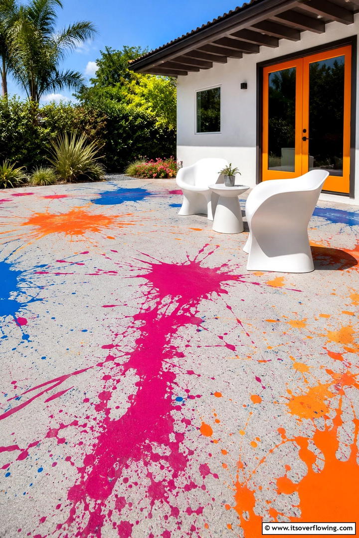 Soft Pastel Wash - 30 Painted Concrete Patio Ideas for Colorful Outdoor Floors