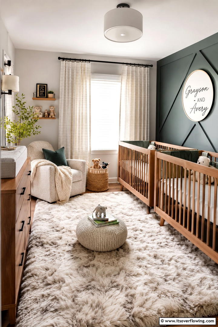 Soft Textured Layers - 30 Twin Nursery Ideas for Stylish & Functional Baby Spaces