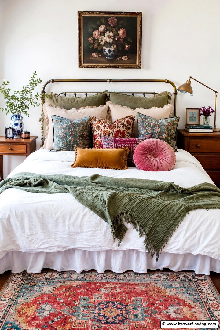 Soft Throw Pillows Collection - 30 Shabby Chic Bedroom Ideas for Vintage-Inspired Spaces