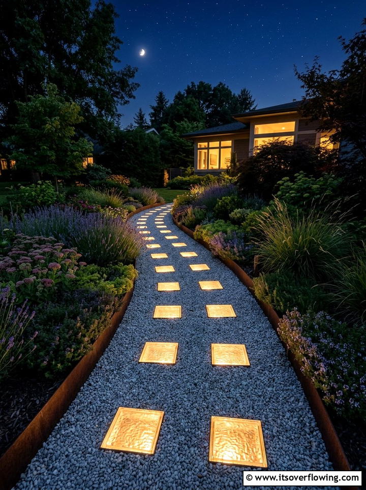 Solar Brick - 25 backyard ideas with path lighting